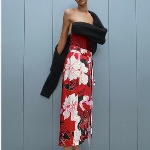 Zara Red Floral Maxi Skirt